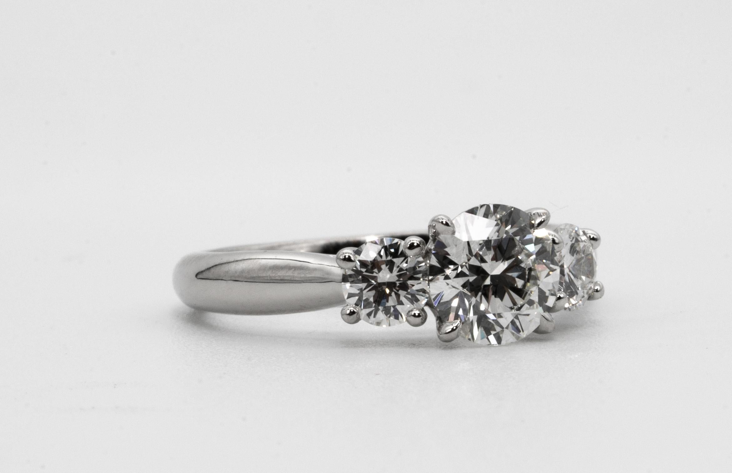 Contemporary  Three stone diamond ring with 1.09 Center, in Platinum, by The Diamond Oak