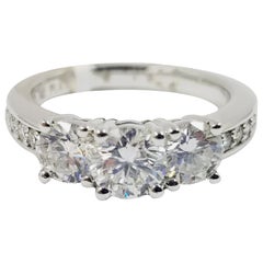 Three-Stone Diamond Ring with Accents