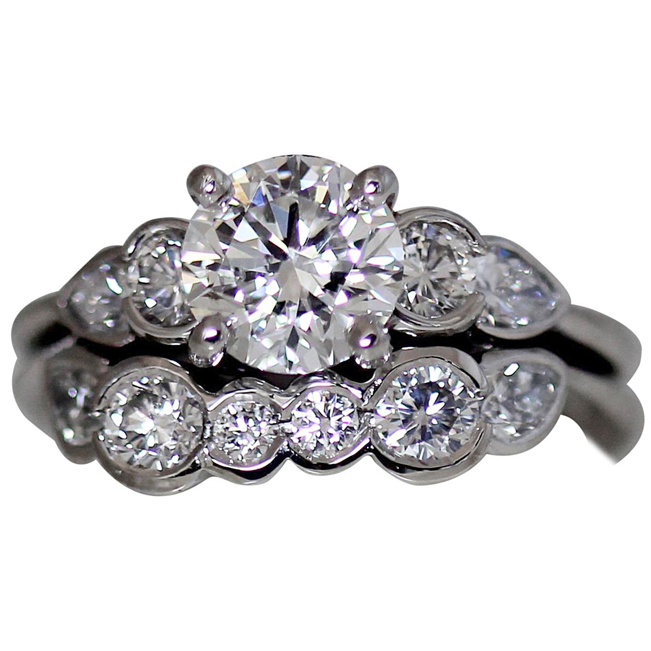 Three-Stone Diamond Round Engagement Ring For Sale