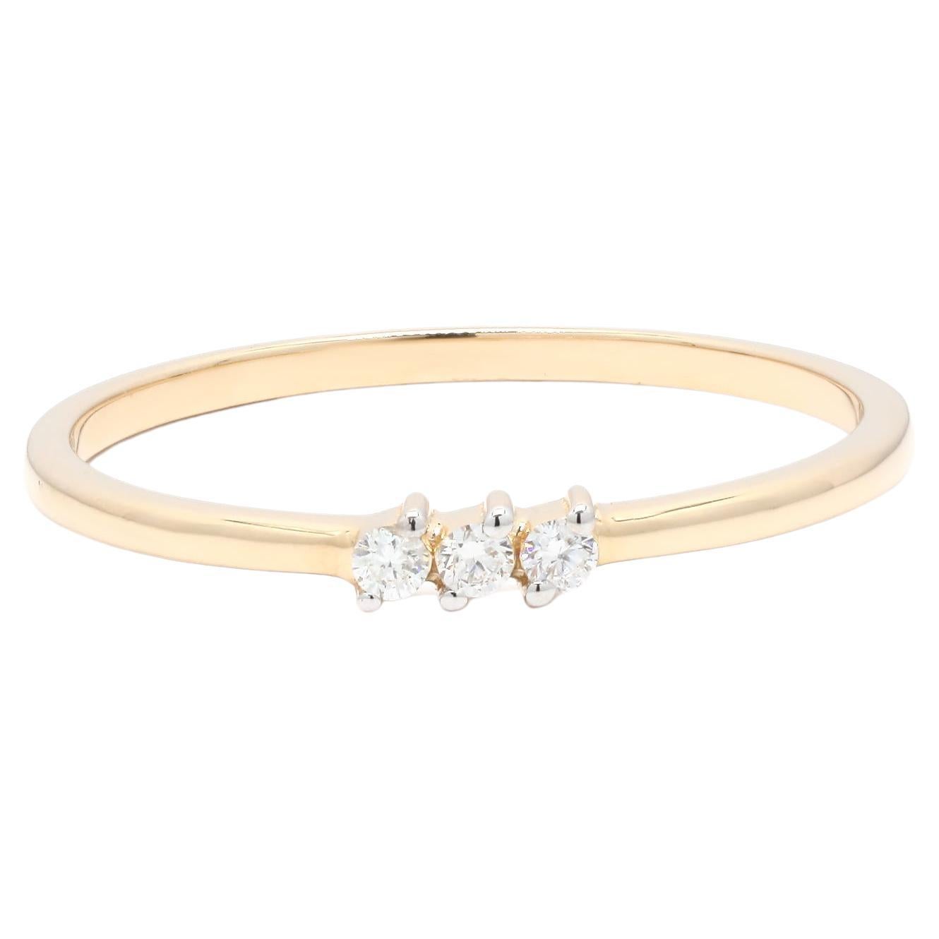 Three Stone Diamond Stackable Ring in 14K Yellow Gold