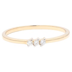 Three Stone Diamond Stackable Ring in 14K Yellow Gold