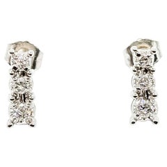 Three-Stone Diamond Stud Earrings in 14k White Gold