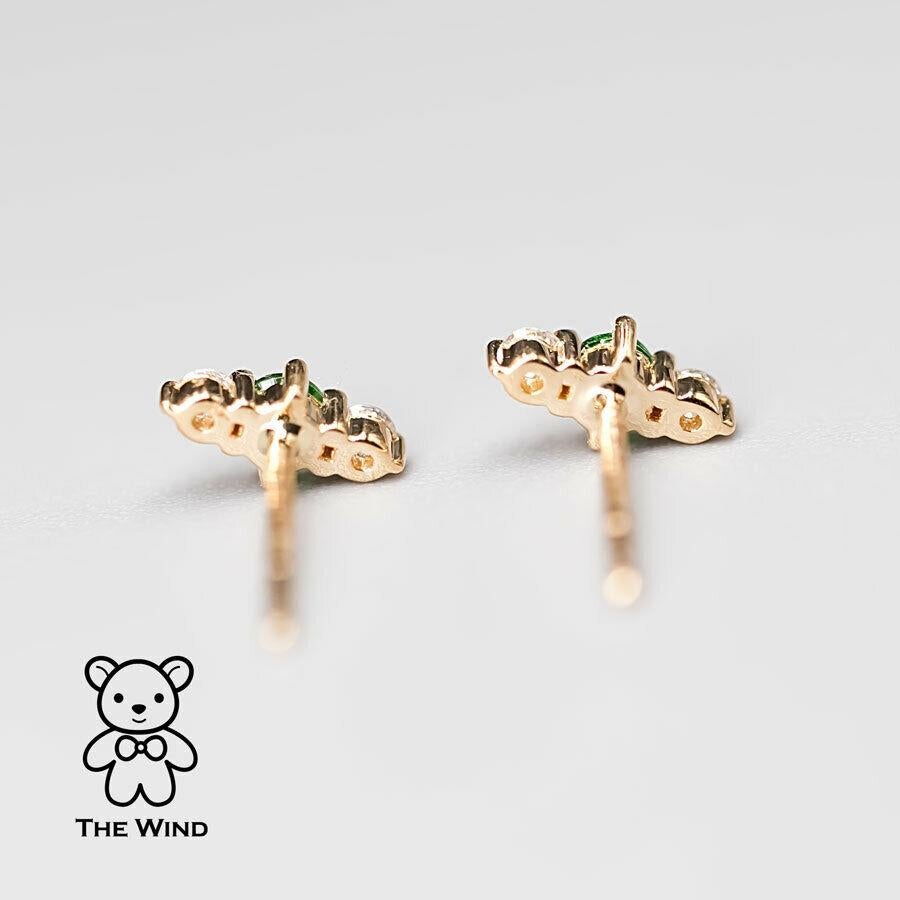 Diamant-Tsavorit-Granat-Ohrstecker mit drei Steinen 18K Gelbgold (Künstler*in)