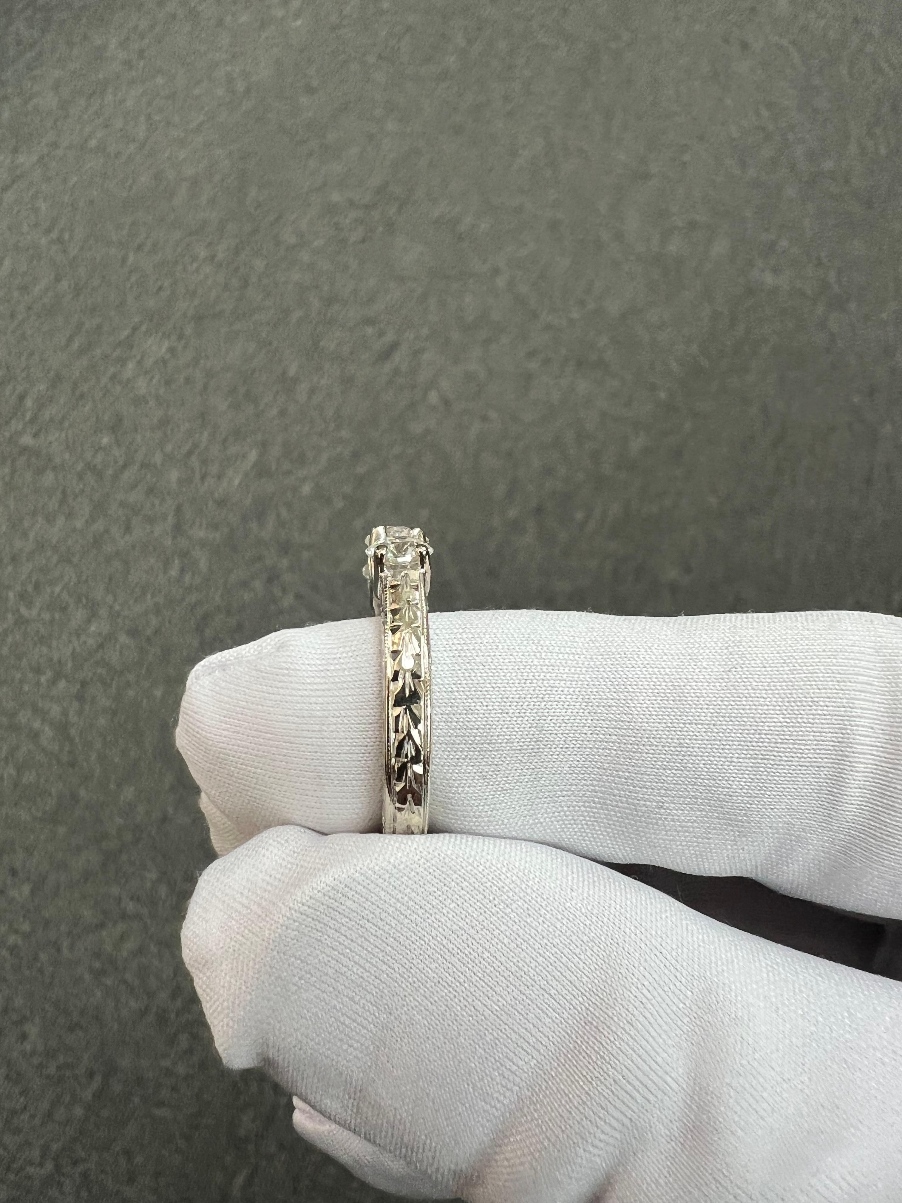 Three Stone Diamond White Gold Engagement Ring For Sale 10