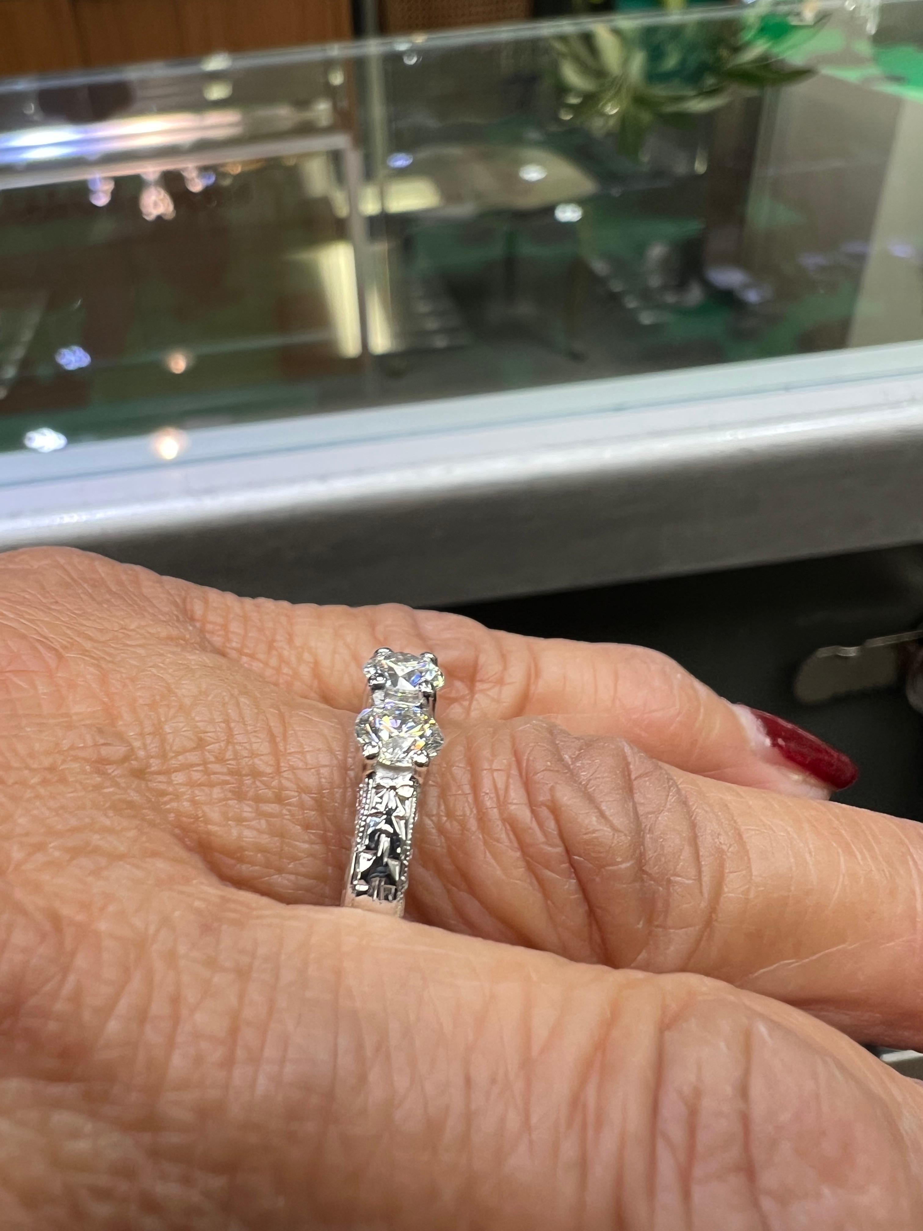 Round Cut Three Stone Diamond White Gold Engagement Ring For Sale