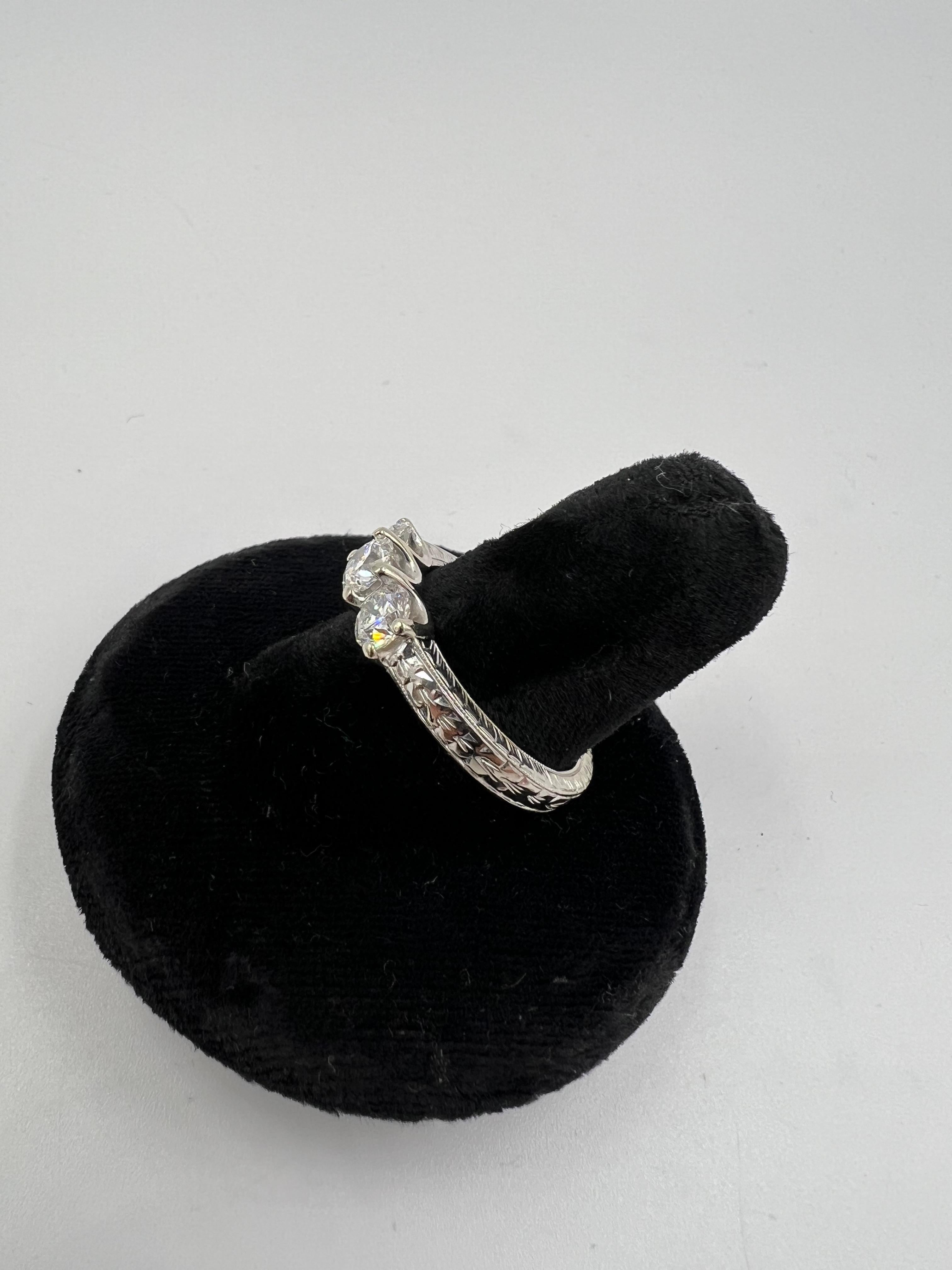 Three Stone Diamond White Gold Engagement Ring For Sale 2