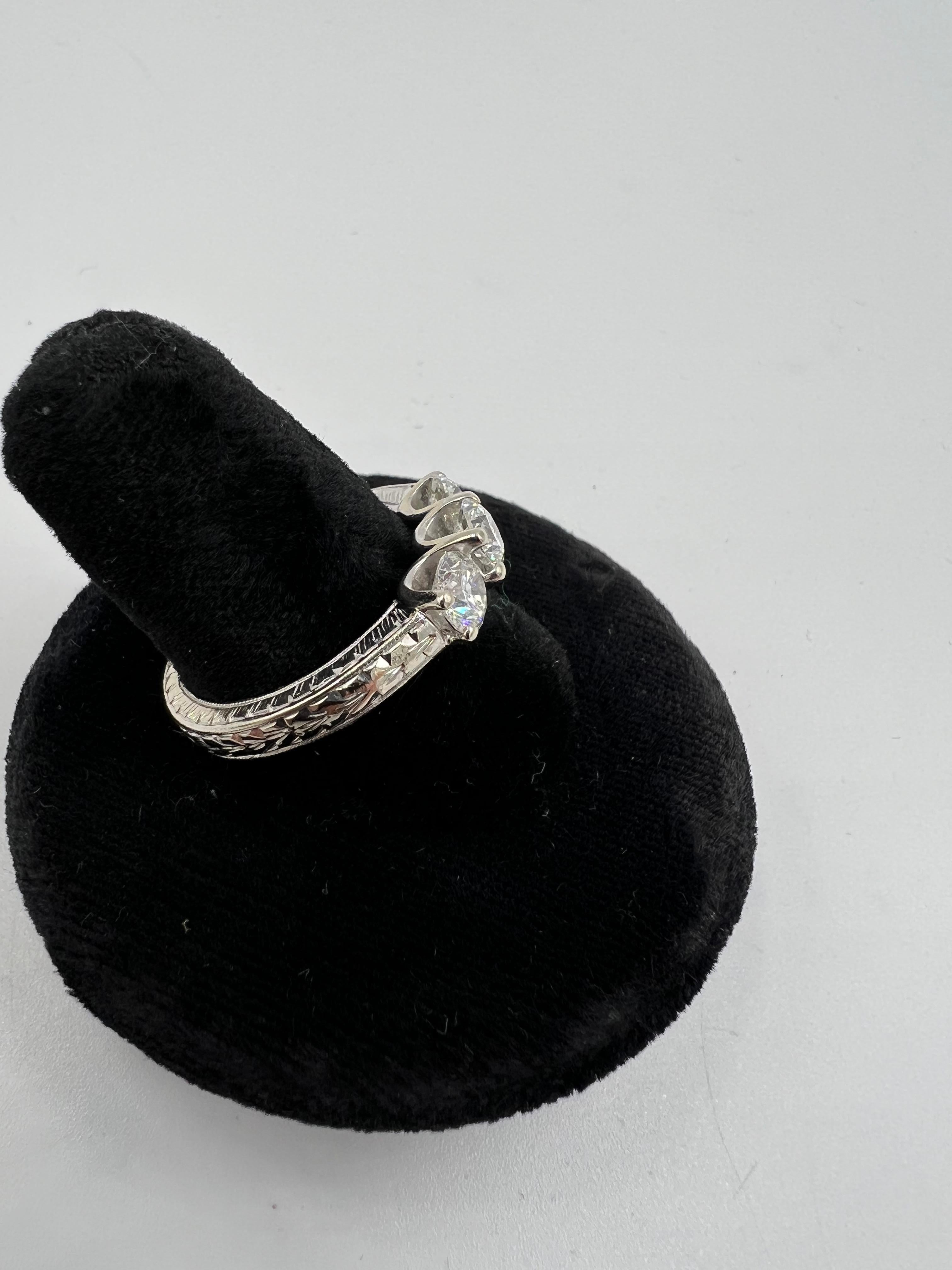 Three Stone Diamond White Gold Engagement Ring For Sale 3
