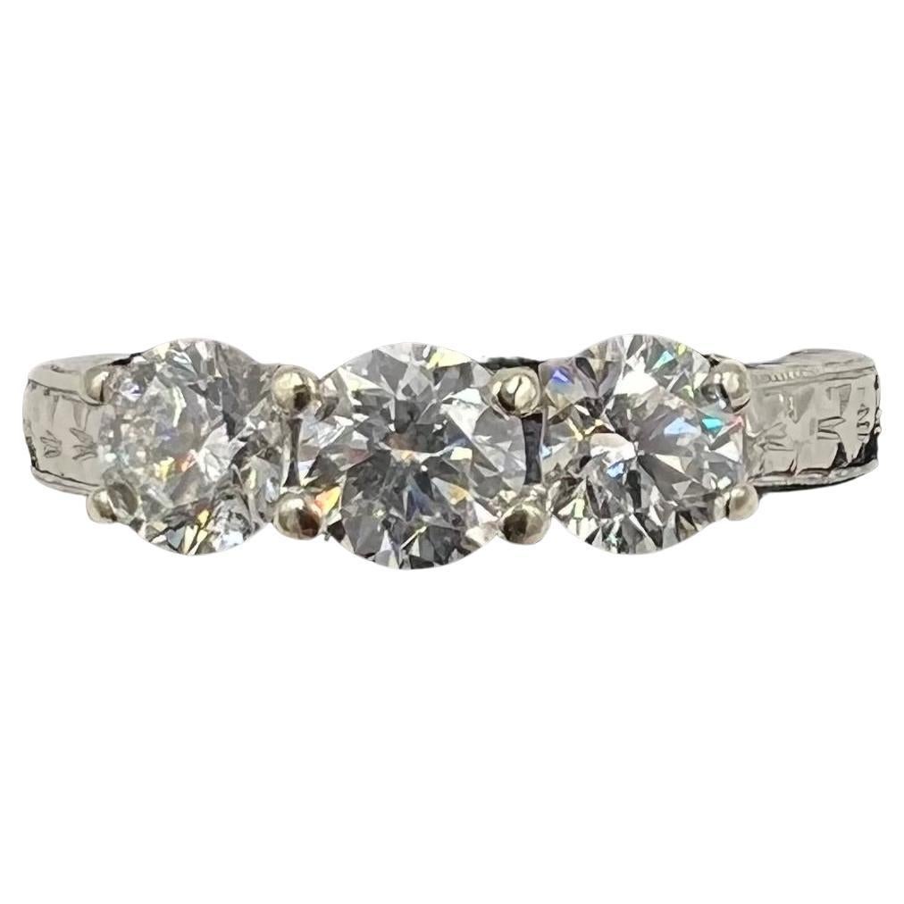 Three Stone Diamond White Gold Engagement Ring