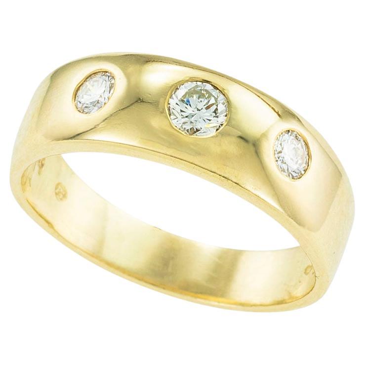 Three Stone Diamond Yellow Gold Ring