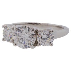 Vintage Three-Stone EGL Certified Round Brilliant Diamond Platinum Engagement Ring