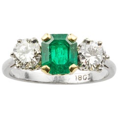 Three-Stone Emerald and Diamond Ring