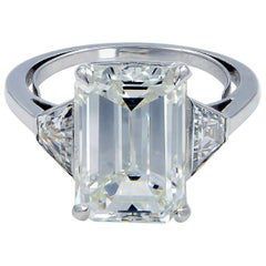 3 carat emerald cut diamond ring Three-Stone Emerald Cut 5.05 Carat Diamond Engagement Ring GIA Certified