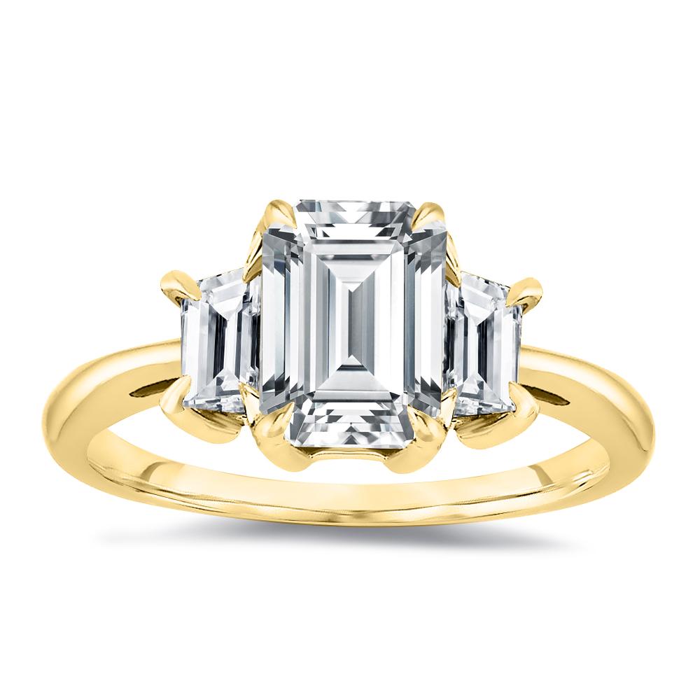 For Sale:  Three Stone Emerald Cut Diamond Ring 1.00 ctw. (0.70 ct. Center Diamond) 2