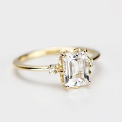 Three Stone Emerald Cut Moissanite Diamond Ring Made in Italy by NOOI JEWELRY