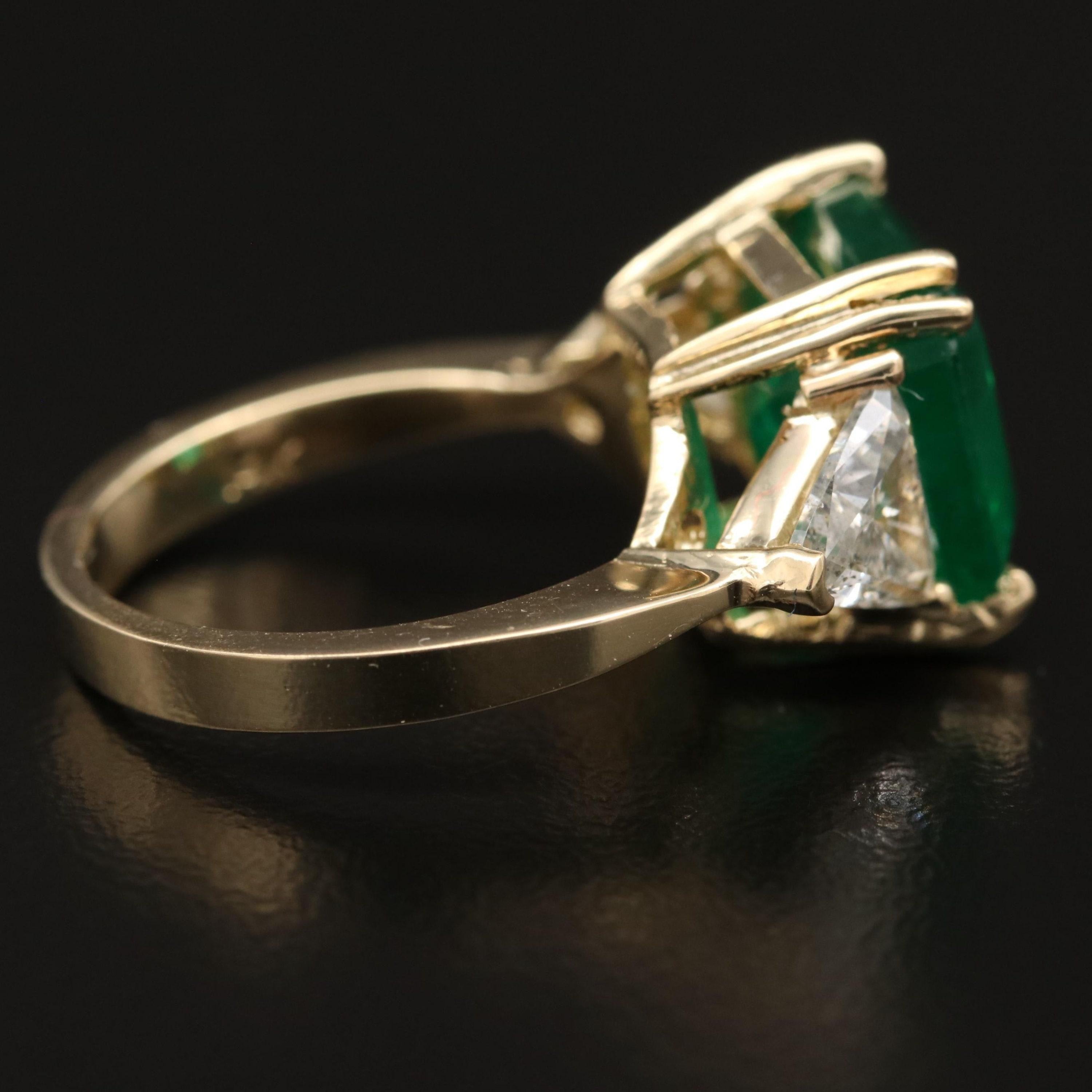 For Sale:  5 Carat Three Stone Emerald Diamond Engagement Ring Antique Bridal Cocktail Ring 3