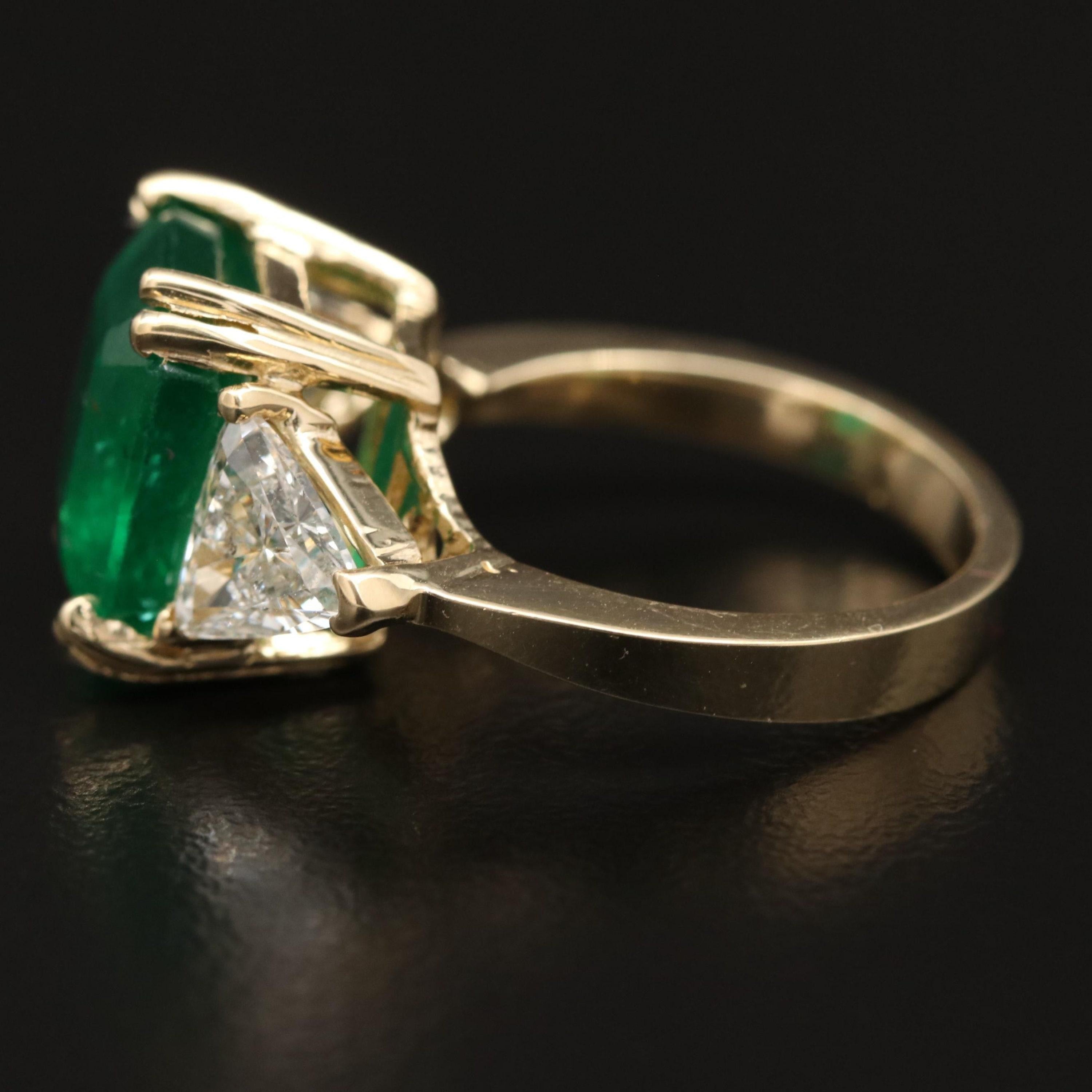 For Sale:  5 Carat Three Stone Emerald Diamond Engagement Ring Antique Bridal Cocktail Ring 5