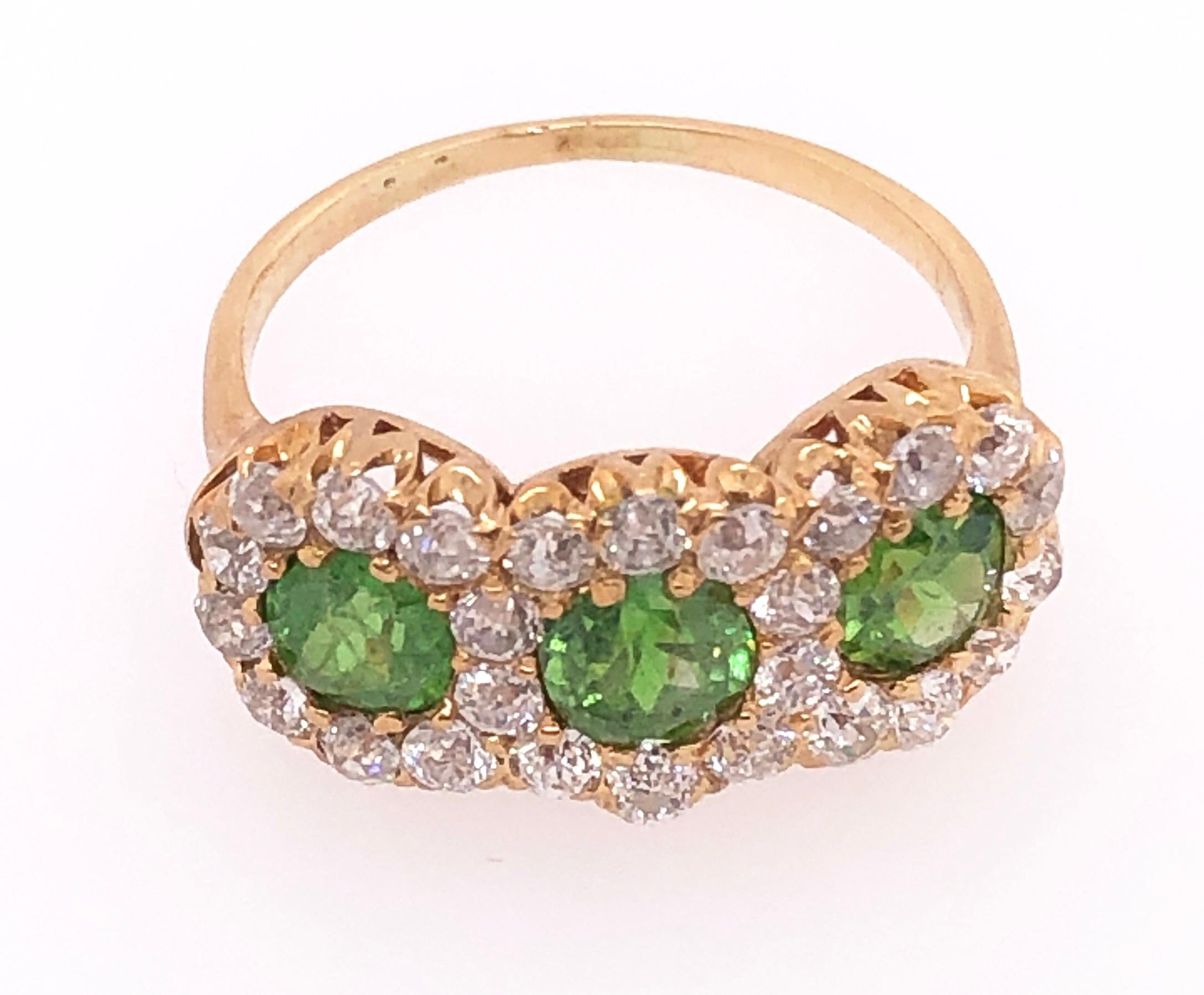 Three-Stone Emerald and Diamond Modern Ring For Sale 1