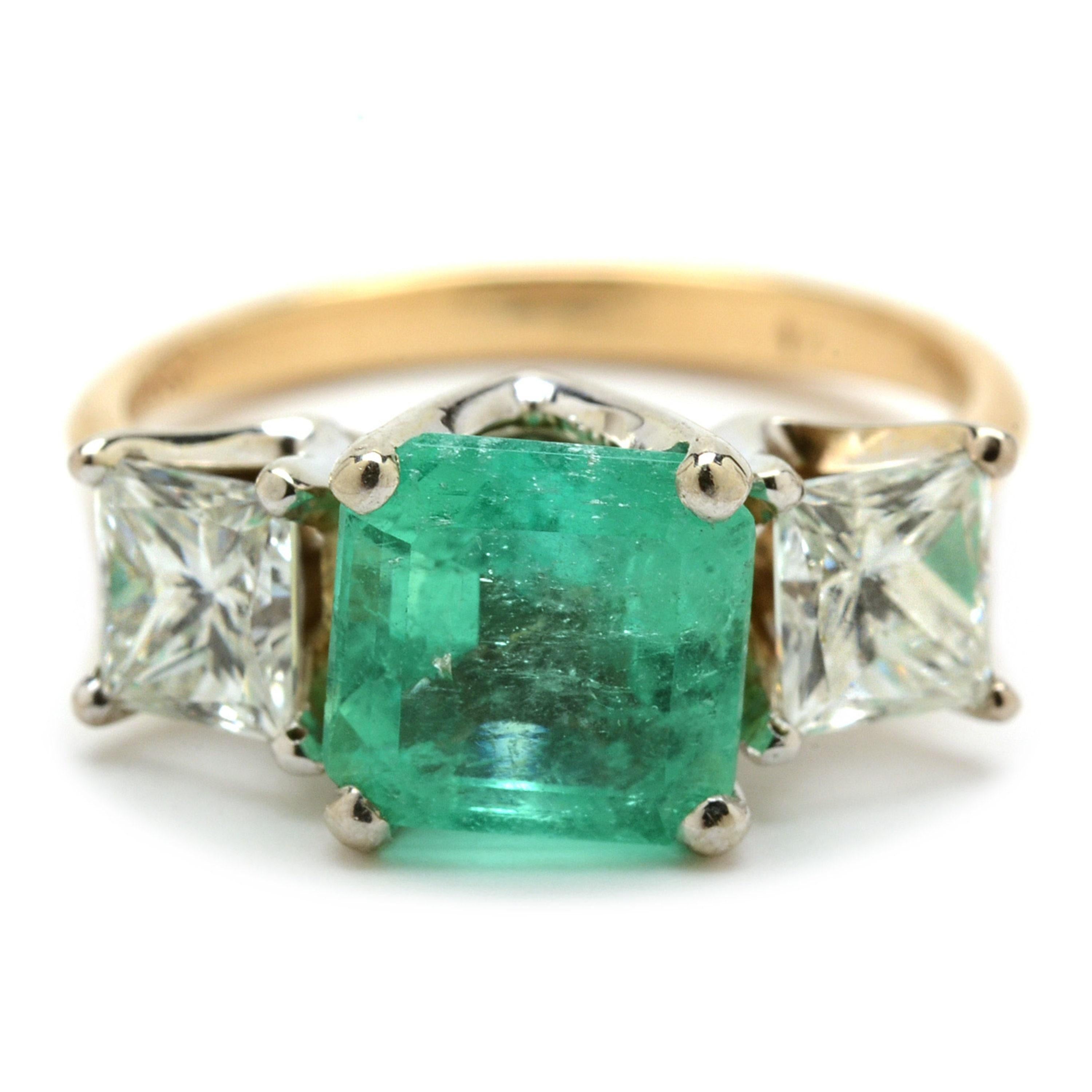 For Sale:  Three Stone Emerald Engagement Rings, Antique Emerald Engagement Ring 4