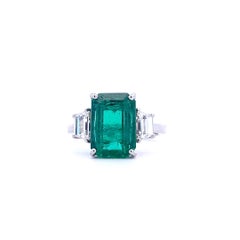 Three Stone Emerald Ring (#18237)