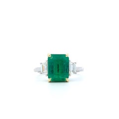 Three Stone Emerald Ring (#18263)