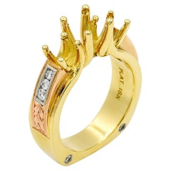 Three-Stone Engagement Ring Tri-Color Platinum, 18kt Yellow and Rose, New, 10.8g