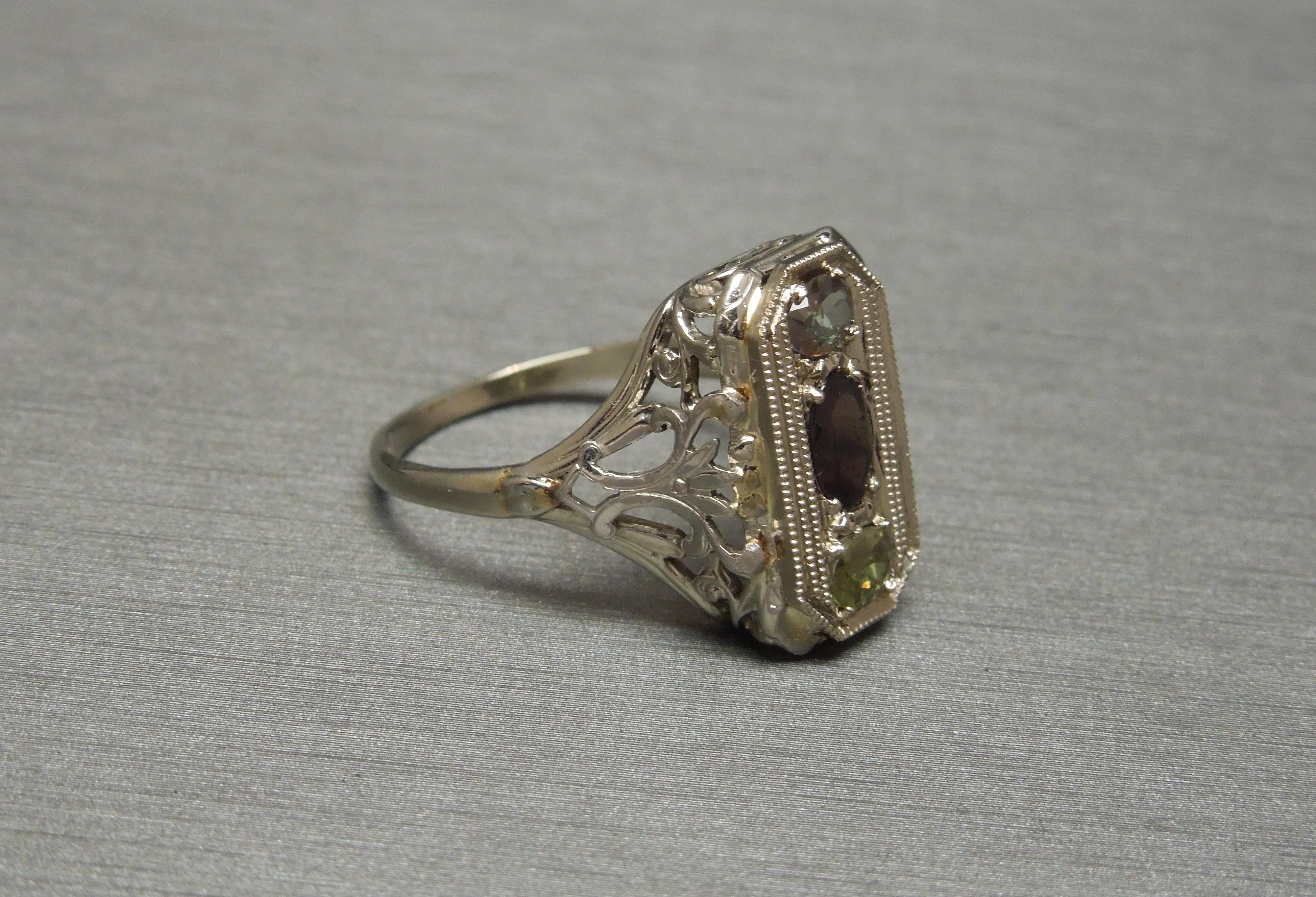 Women's Three-Stone GIA Alexandrite Shield Ring