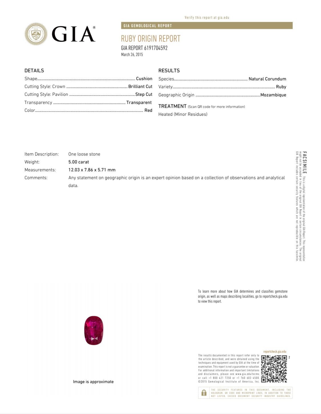 Three Stone GIA Certified Ruby & Diamond Ring in 18k Yellow Gold & Platinum In New Condition For Sale In New York, NY