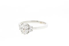 Three Stone Half Moon Oval Diamond Engagement Ring 'GIA Certified'