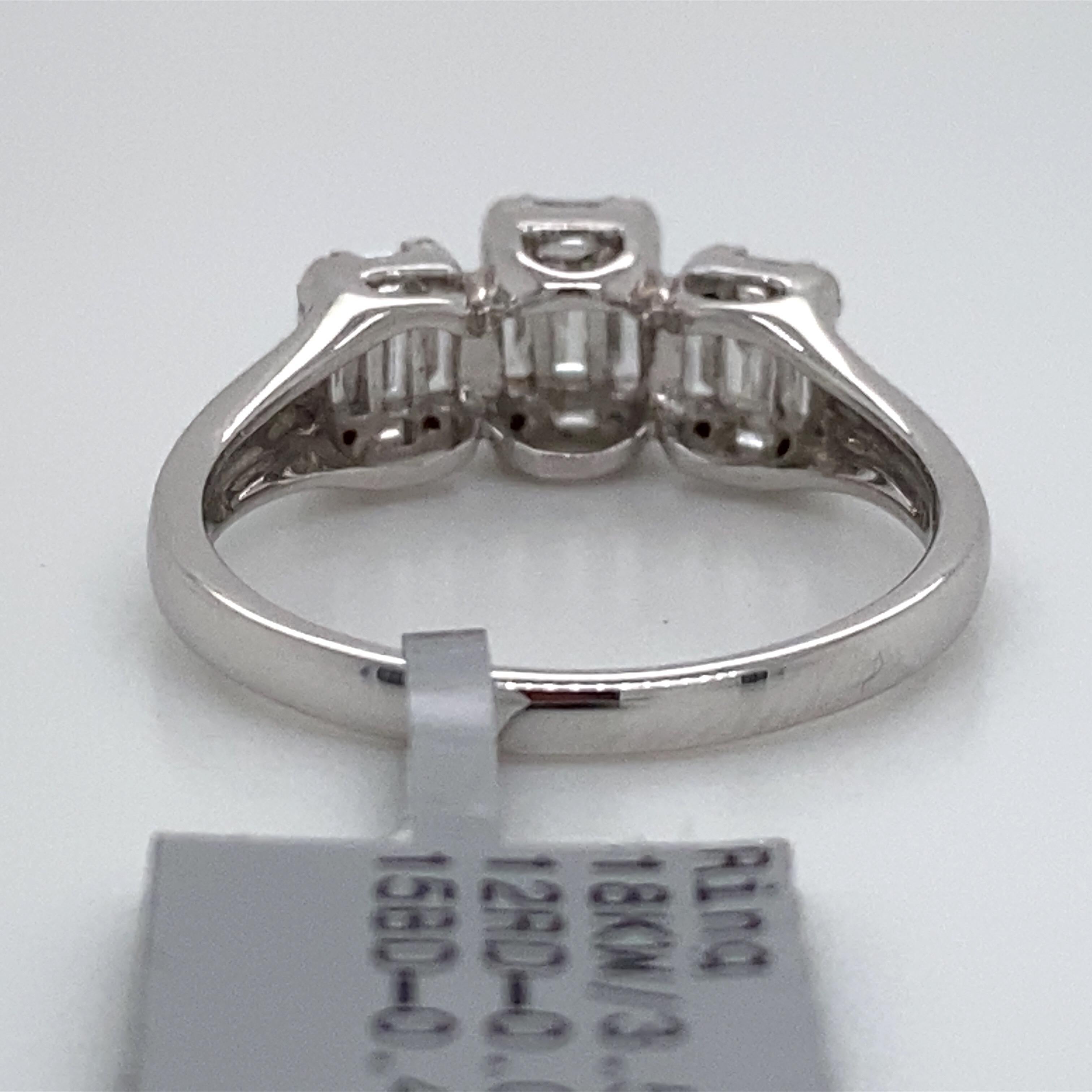 Women's HARBOR D. Three-Stone Illusion Ring 0.57 Carat 18 Karat White Gold For Sale