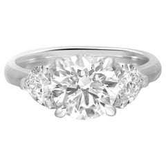 Three Stone Lab Grown Diamond Engagement Ring Platinum 2.70Cttw Size 6.5