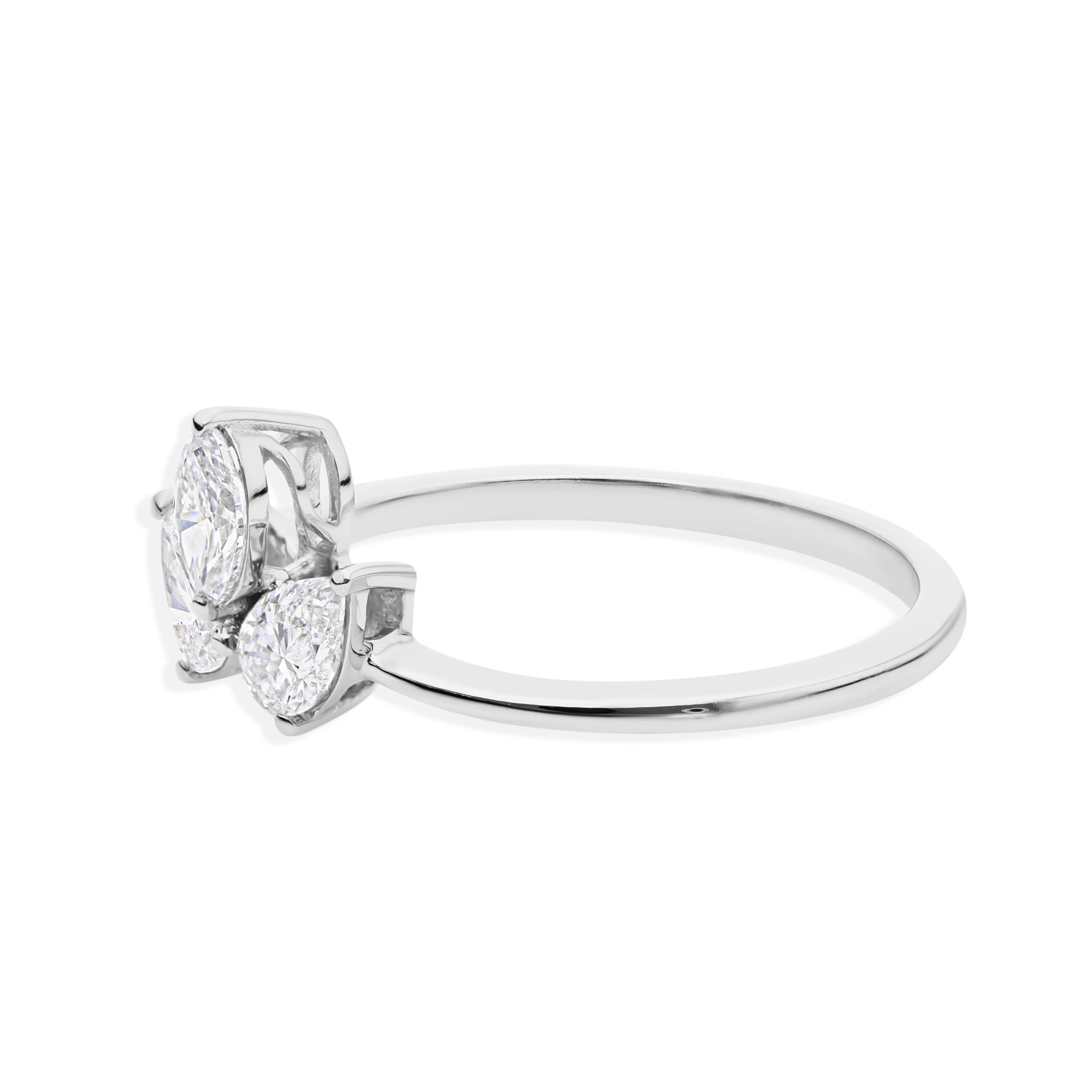 in vendita:  Anello a forma di foglia con tre pietre di diamante taglio marquise SI/H Oro bianco massiccio 18k 5
