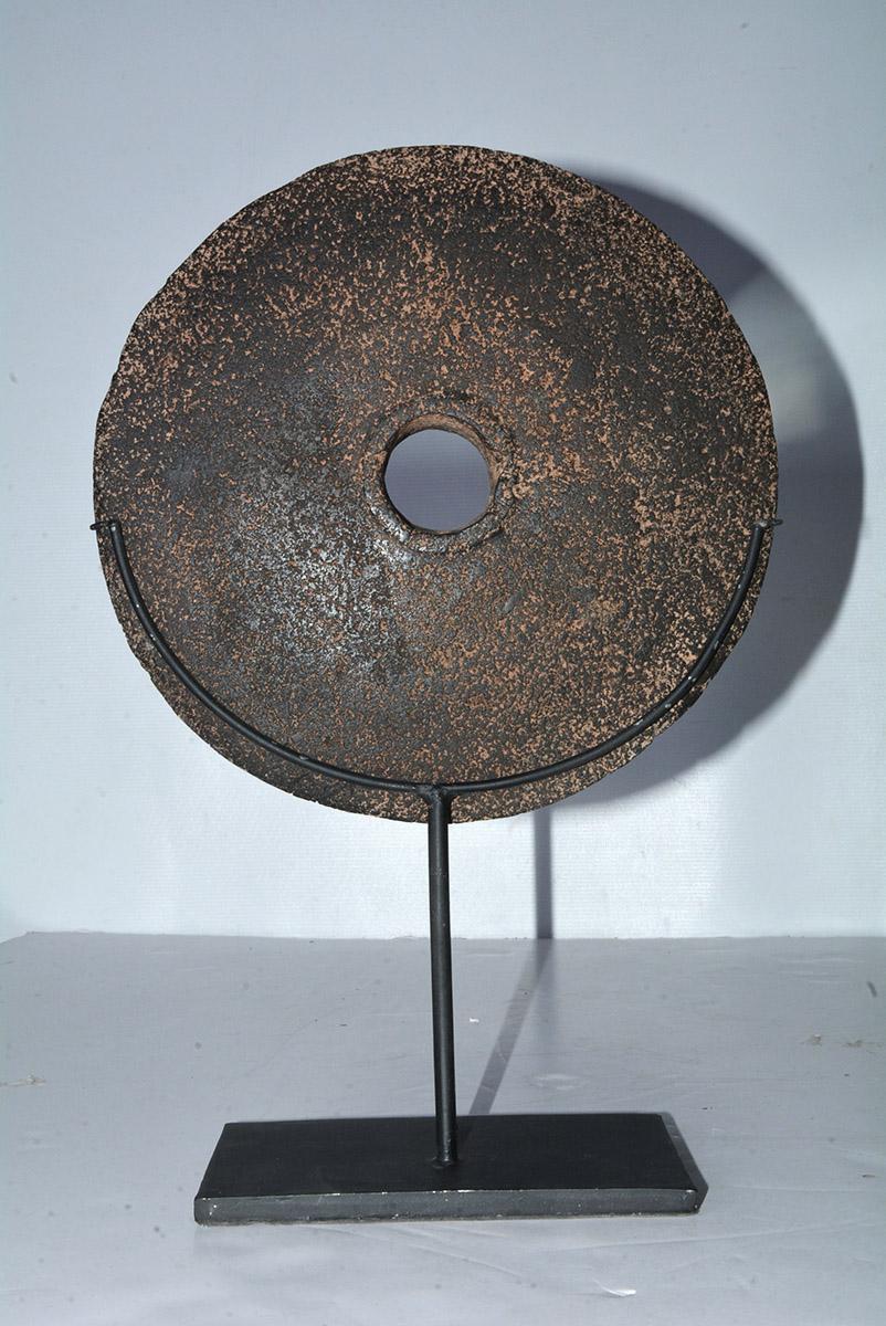 Chinese Three-Stone Mill Wheels as Modern Table Sculptures, Sold Singly For Sale