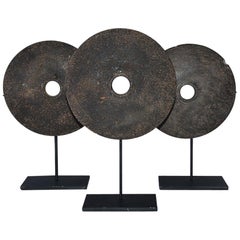 Three-Stone Mill Wheels as Modern Table Sculptures, Sold Singly
