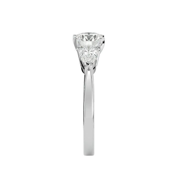 For Sale:  Three Stone Moissanite Engagement Ring Gift for Her Gift in 925 Sterling Silver 10