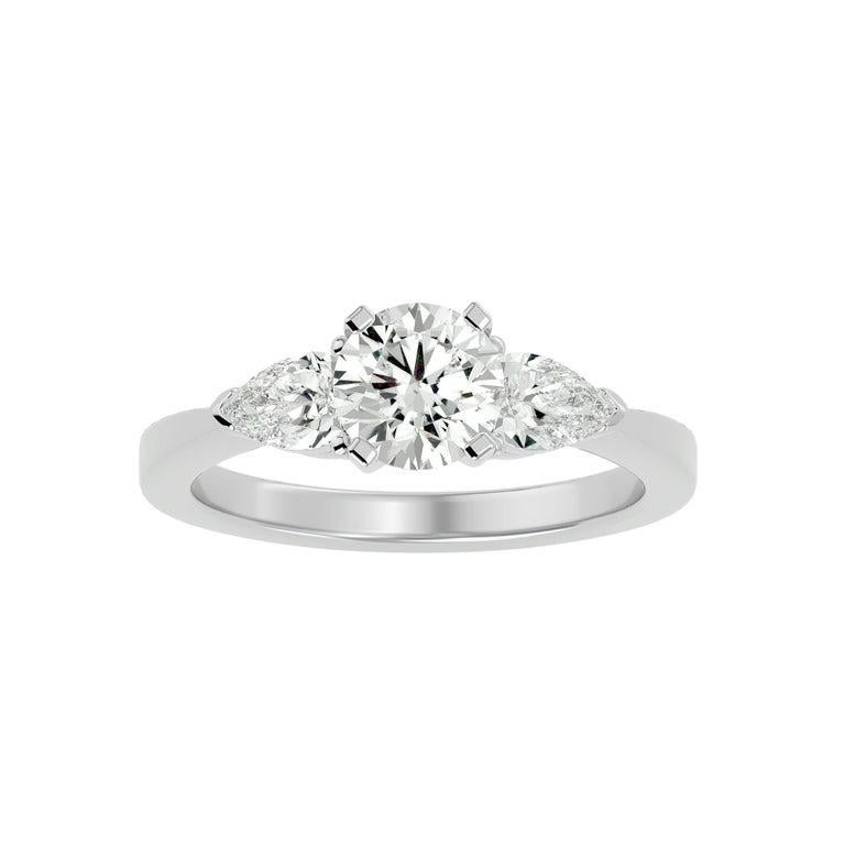 For Sale:  Three Stone Moissanite Engagement Ring Gift for Her Gift in 925 Sterling Silver 3