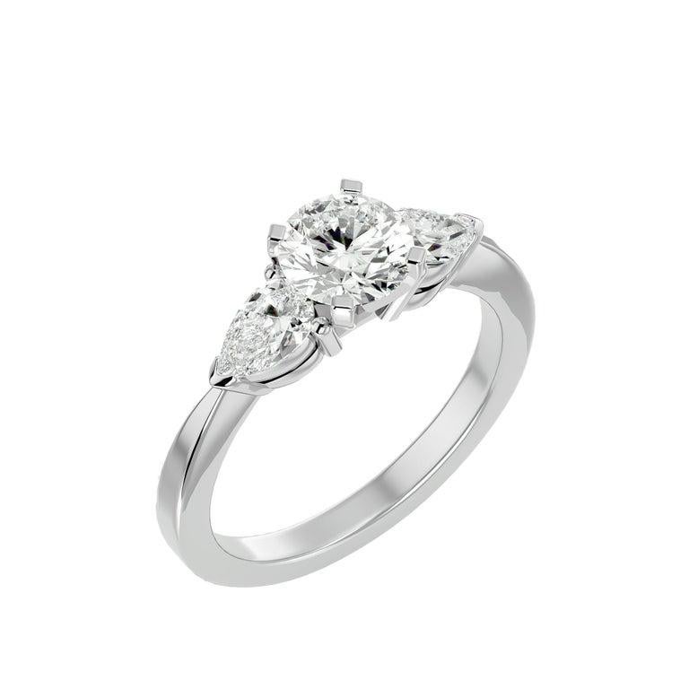 For Sale:  Three Stone Moissanite Engagement Ring Gift for Her Gift in 925 Sterling Silver 9