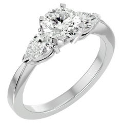 Bague de fiançailles en argent sterling 925 à trois pierres Moissanite cadeau pour mère