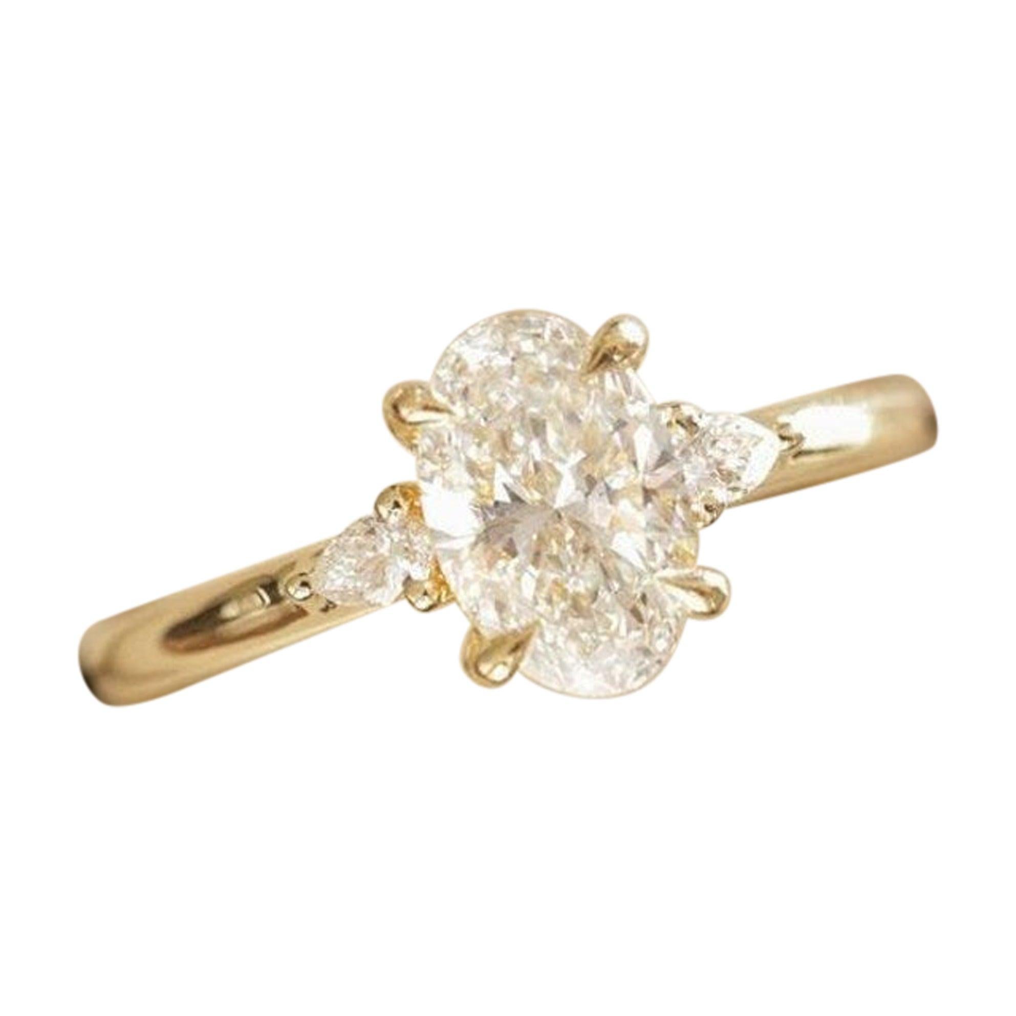 Three Stone Moissanite Ring 925 Sterling Silver Oval Trilogy Ring Unique Gift.