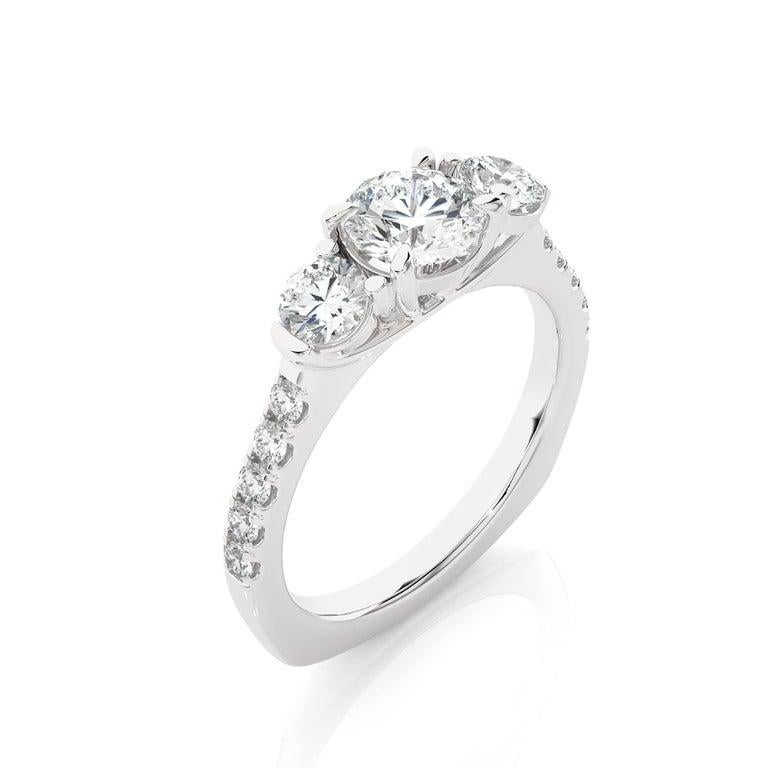 For Sale:  Three Stone Moissanite Wedding Ring Gift for Her in 925 Sterling Silver Jewelry 10