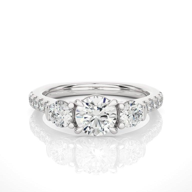For Sale:  Three Stone Moissanite Wedding Ring Gift for Her in 925 Sterling Silver Jewelry 7