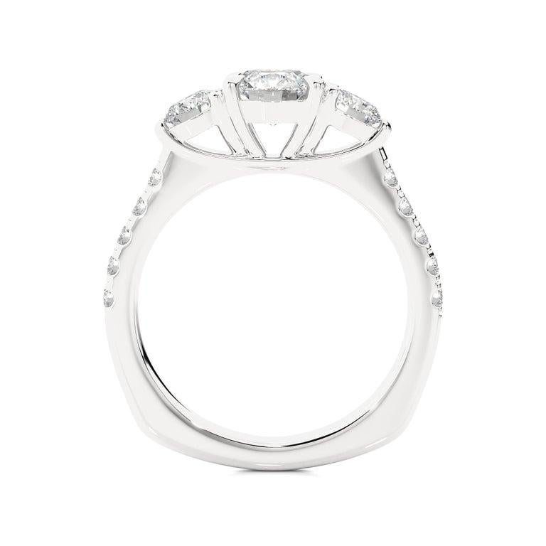 For Sale:  Three Stone Moissanite Wedding Ring Gift for Her in 925 Sterling Silver Jewelry 8