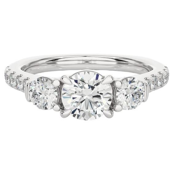 For Sale:  Three Stone Moissanite Wedding Ring Gift for Her in 925 Sterling Silver Jewelry