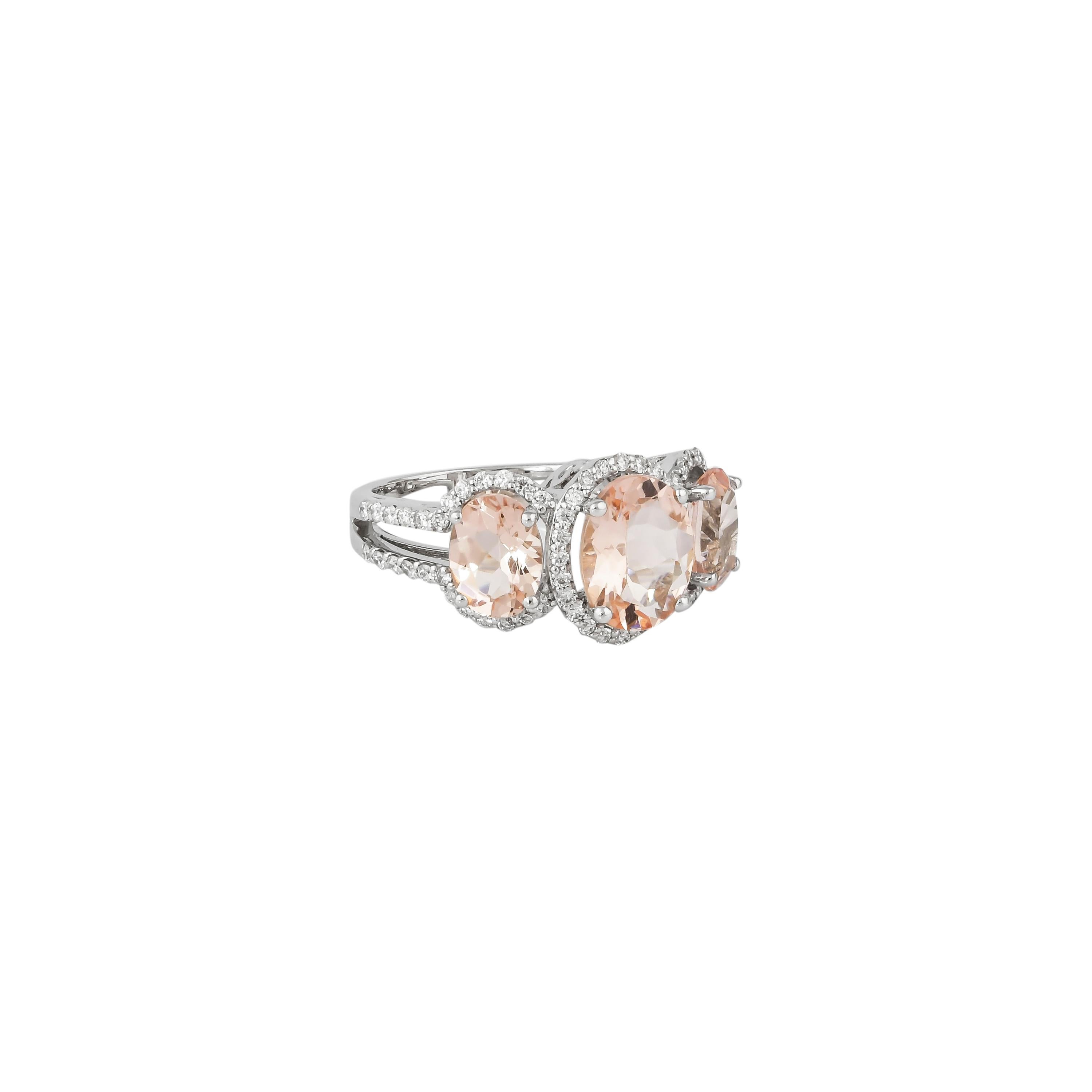 morganite 3 stone ring