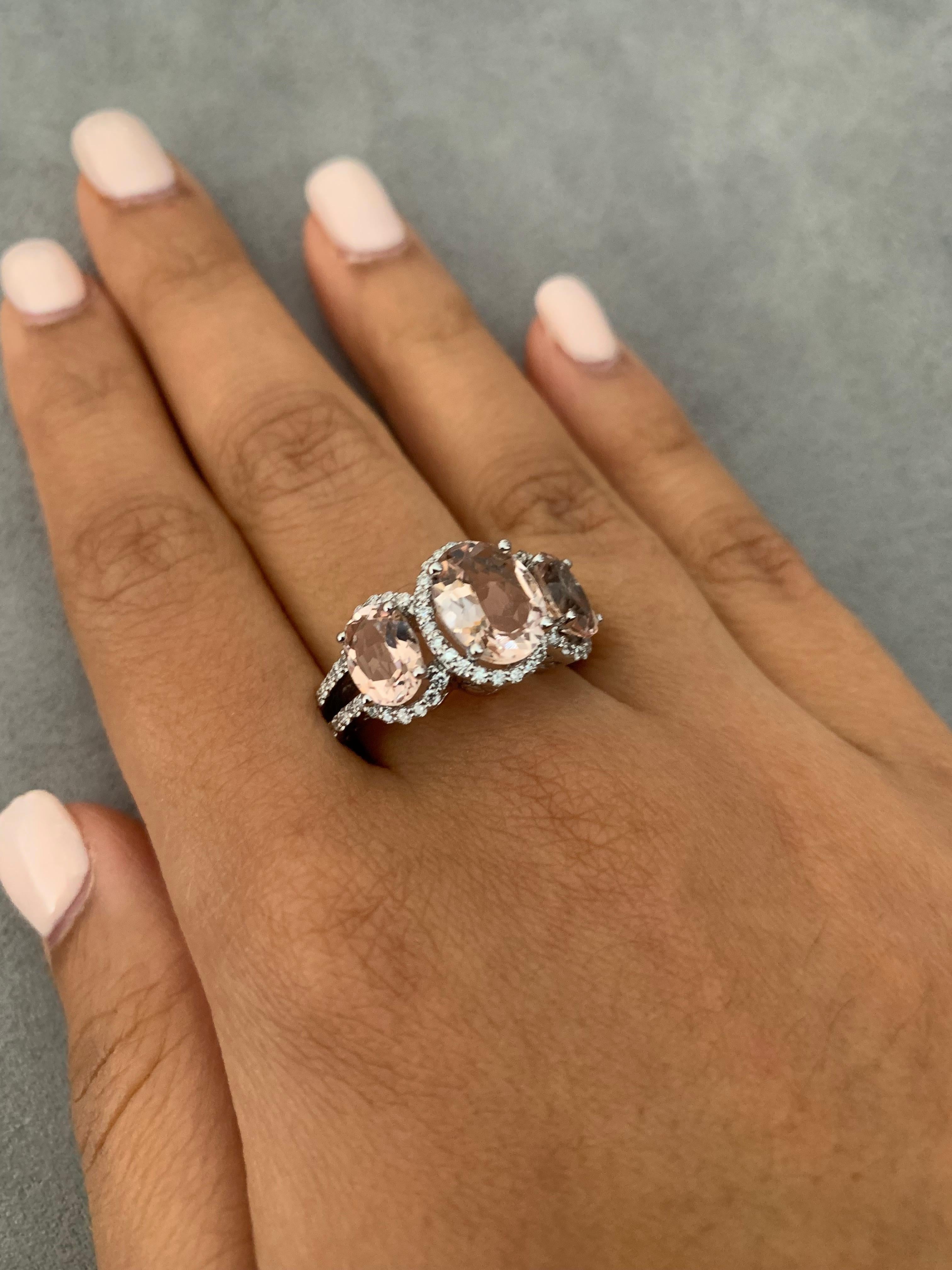 3 stone morganite ring