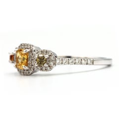 Three-Stone Multicolored 18 Karat White Gold Ring