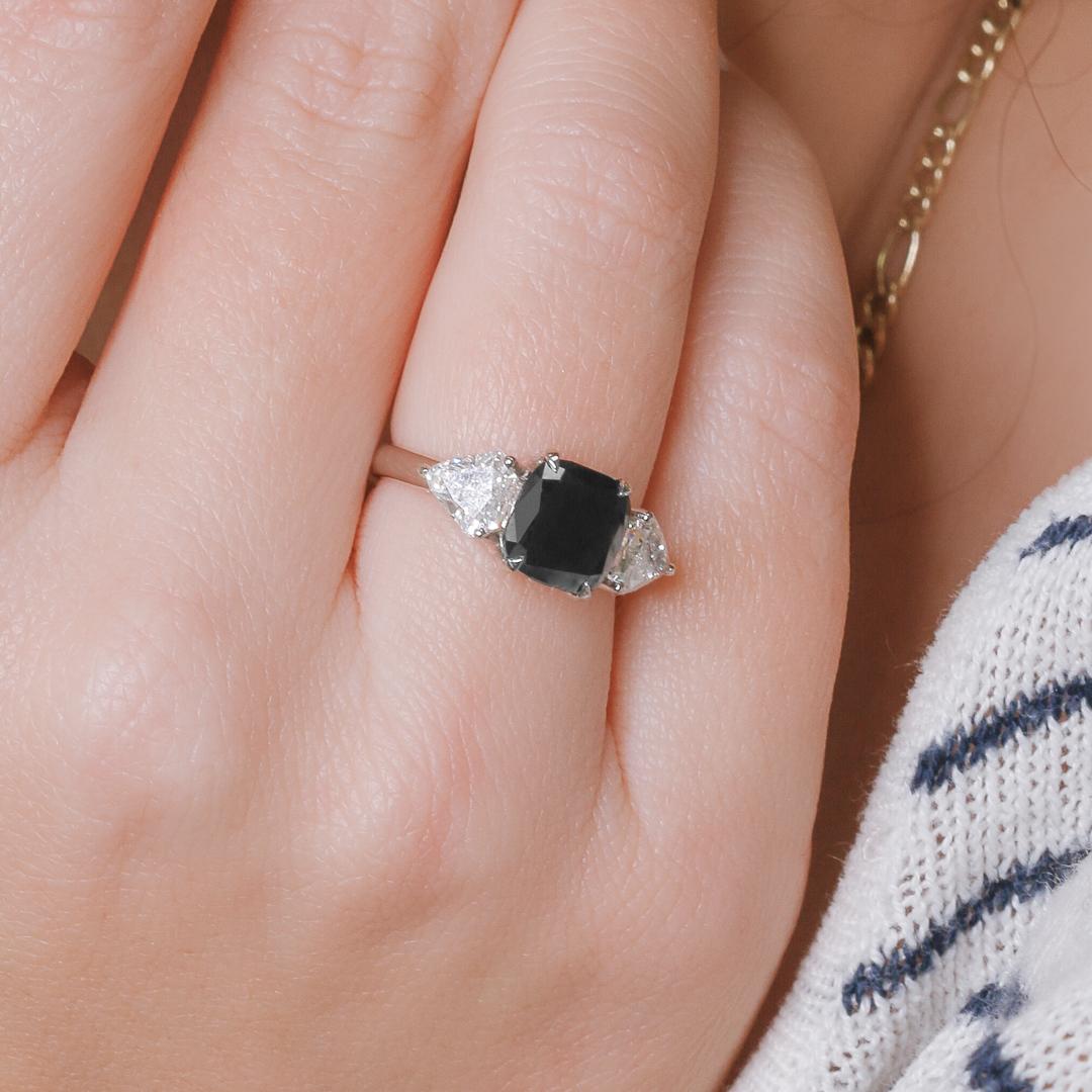 -Total Carat Weight: 2.35 Carats
-14K White Gold
-Size: Resizable

Notes:
- All diamonds are natural, earth-mined diamonds that were suitable for Color Enhancement into Fancy Black color.
- All Jewelry are made to order hence any size and gold