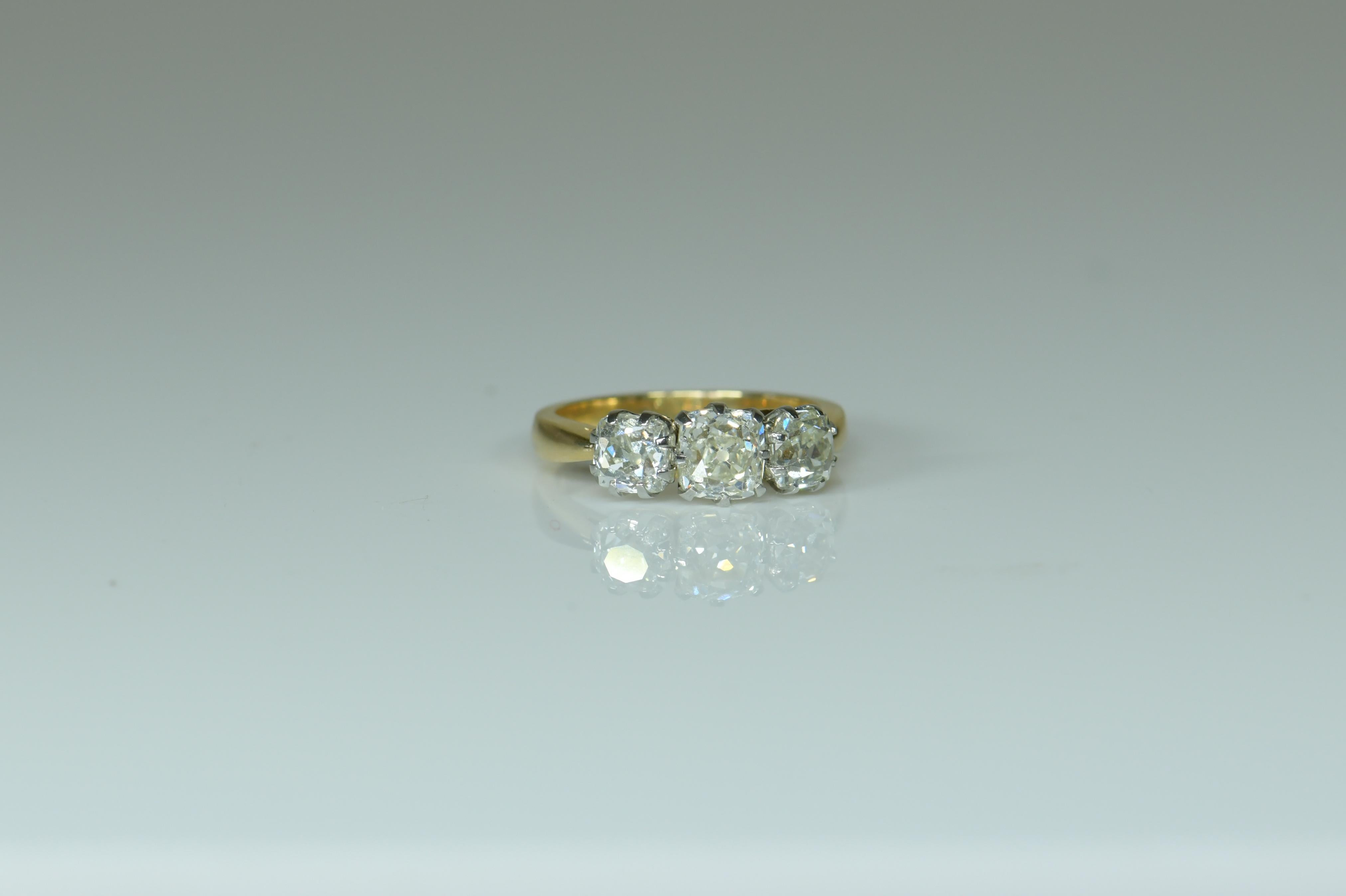 Victorian Three-Stone Old Diamond Engagement Ring