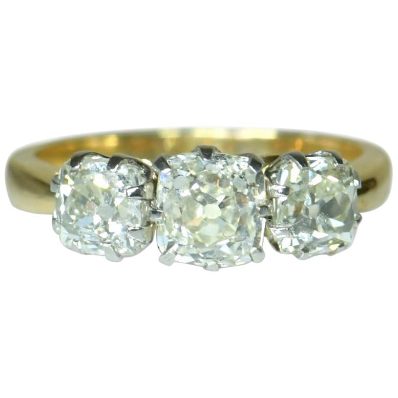 Three-Stone Old Diamond Engagement Ring