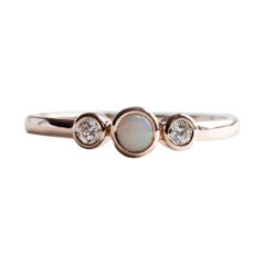 Three Stone Opal Diamond Ring