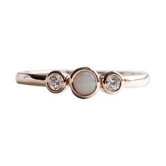 Used Three Stone Opal Diamond Ring